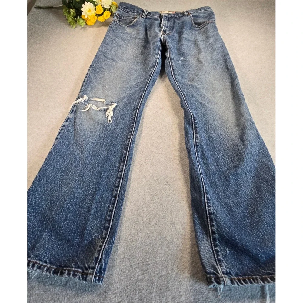 Levis 517 Bootcut Jeans Mens 31x30 Blue Distressed Vintage 90s Denim Pants